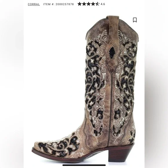 Corral Distressed Brown Boots with Black Embroidery - Picture 12 of 15